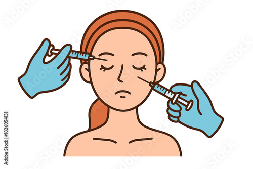 Aesthetic facial treatment using syringes for cosmetic enhancement and wrinkle removal