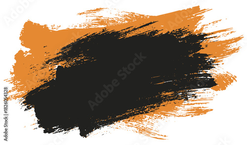 Black Orange Abstract Brush Stroke