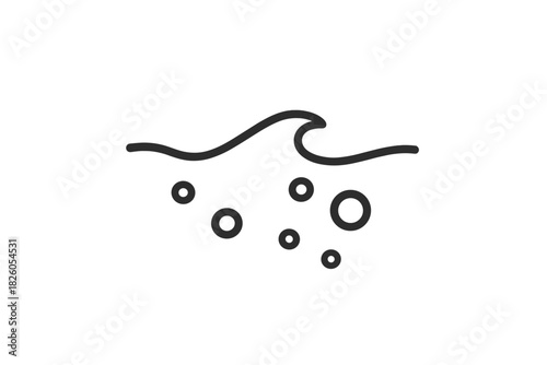 Water surface with a small wave and air bubbles rising from below