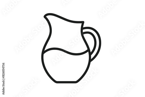 Simple outline drawing of a classic glass pitcher filled with beverage or milk