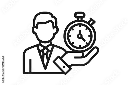 Professional person holding a stopwatch symbolizing time management and efficiency in business
