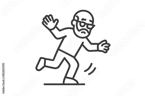 Senior man with glasses stumbling and losing balance during a dangerous fall accident