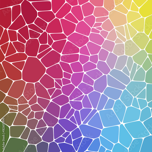 Stained glass colorful Voronoi with fillet, vector abstract. Irregular cells background pattern. eps 10
