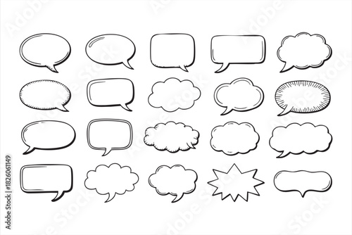 Retro comic style speech bubbles for graphic design layouts posters and creative messaging