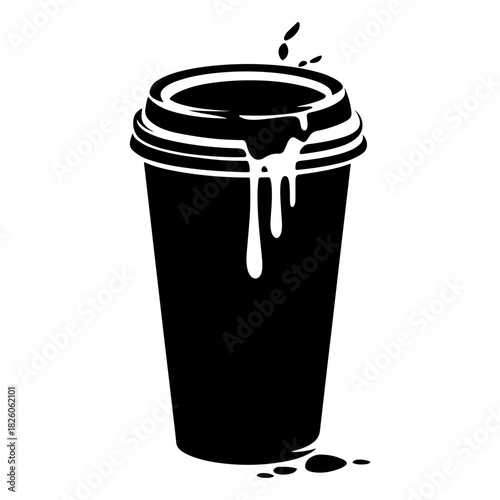 Minimalistic black silhouette of cat lounging with elegance, capturing a serene moment of feline relaxation and repose