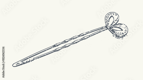 Hand-drawn chopsticks illustration for authentic Asian dining promotions and restaurant menus, perfect for cultural events and food blogging designs