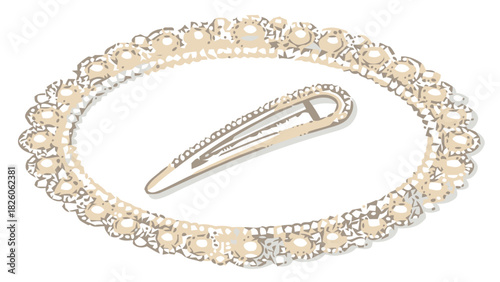 Elegant pearl hair clip accessory, a touch of timeless beauty for fashion designs, chic style elements, and graceful feminine presentations, a lovely vintage flair