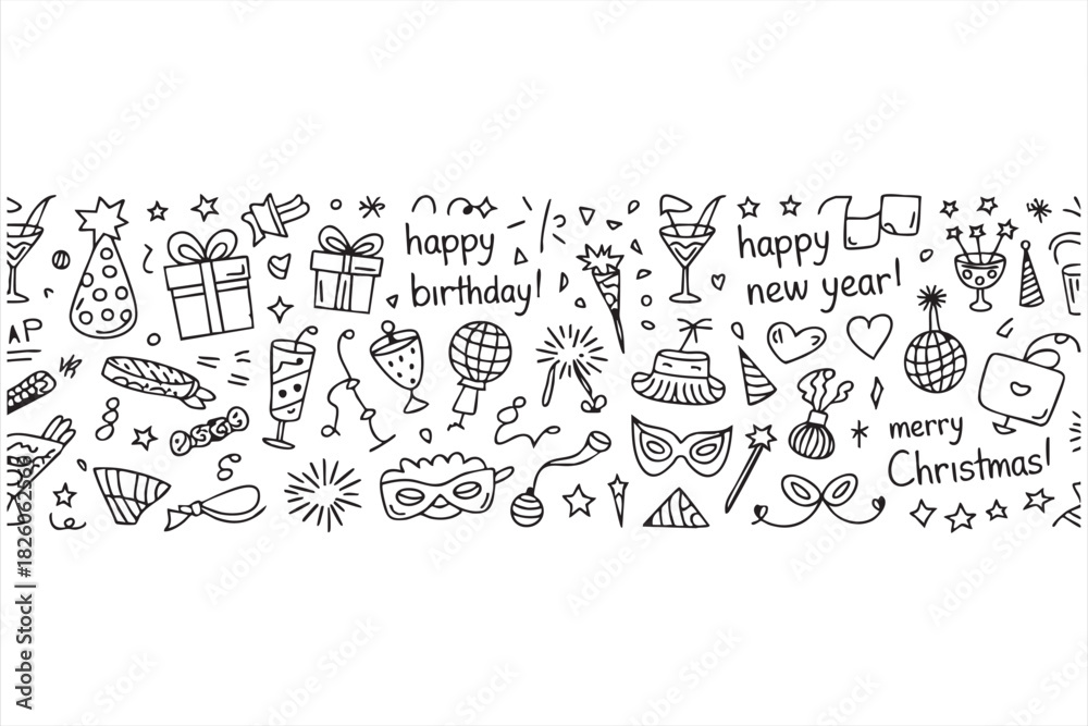 Obraz premium Holiday celebration sketch collection for event posters greeting cards and festive designs