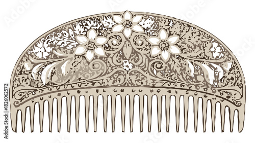 Exquisite floral hair comb with vintage charm, evokes timeless beauty, a perfect accent for special occasions or adding a touch of elegance to everyday styles