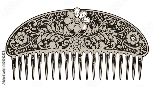 Exquisite vintage hair comb with floral details, perfect for adding a touch of timeless elegance to your style or design projects, celebrating beauty trends