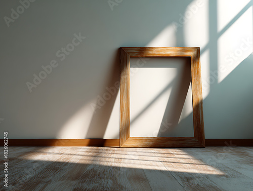 Empty wooden floor room interior design with spotlights and window light