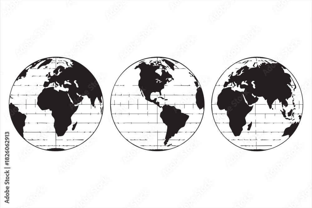Fototapeta premium Planet earth globe silhouettes for travel marketing international branding and web layouts