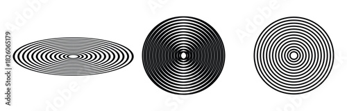 Abstract striped circle background pattern. Radial graphic element. Modern radial or circle signals abstract wave backdrop, vector illustration.