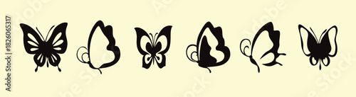 Butterfly icon. Flat icon of flying butterfly. set of silhouettes of butterfly vector, isolated white background, vector illustration.
