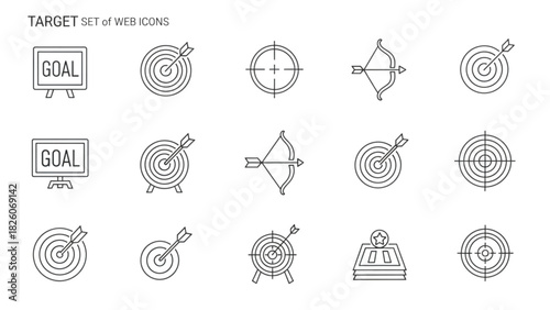 Target web icons representing goals, accuracy, and achievement in business and life