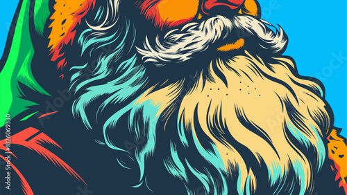 Authentic Santa Claus White Beard Closeup for Christmas Holiday Design