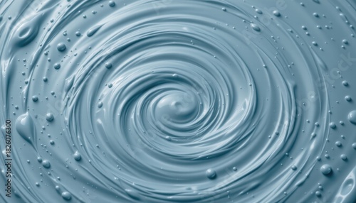 Close Up View of a Spiraling Blue Paint Texture with Shiny Surface and Fluid Motion