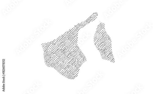 Brunei Darussalam map hand drawn sketch on white background vector, freehand hatch style map, vintage map.