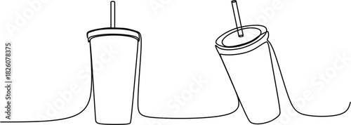 Continuous line drawing. Tumbler. Vector illustration.