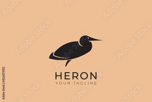 vector illustration of a heron bird, heron silhouette logo