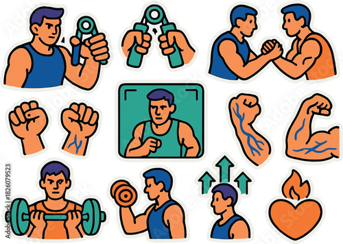 Vibrant fitness icons set for exercise and health-themed designs