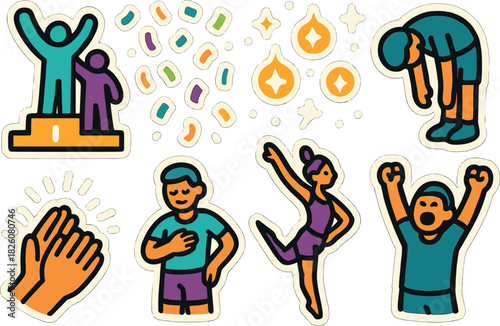 Celebration and joyful victory icons for festive design and inspiration