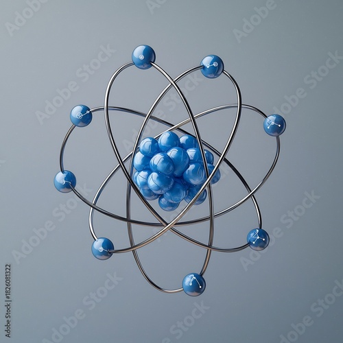 Atom model science structure nucleus electron orbit physics chemistry education scientific illustration molecule