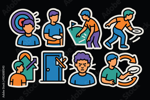 Vibrant practice icons for recreational and sports activities - perfect for print, poster, or educational design