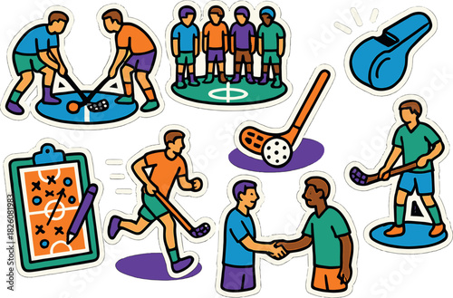 Vibrant floorball kickoff illustration for sports enthusiasts and event promotion