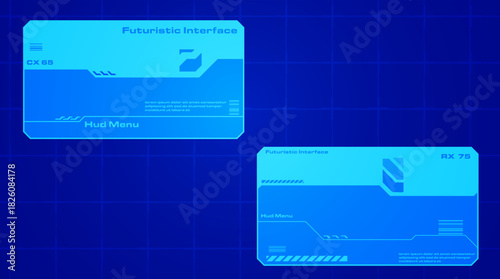 Futuristic Hologram Interface Panel. Blue holographic interface panel with digital lines, tech elements, and modern UI components designed for futuristic and high-tech themes.
