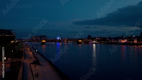 Wallpaper Mural Cityscape of the Rhine River promenade and Deutzer bridge at night in Cologne, Germany. Torontodigital.ca