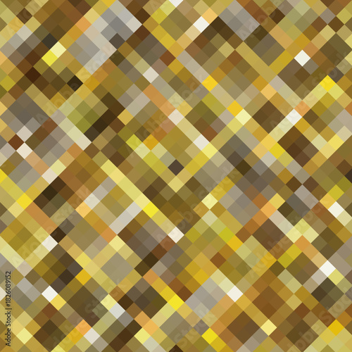 Colored square pattern background - geometrical vector graphic from diagonal squares in gray and golden. eps 10