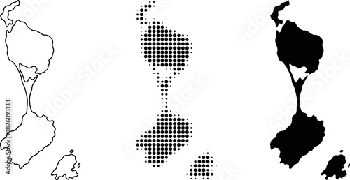 South Georgia and the South Sandwich Islands Map Vector Set Halftone Silhouette Outline
