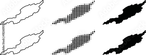Anguilla Map Vector Set Halftone Silhouette Outline