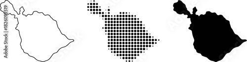 St. Helena Map Vector Set Halftone Silhouette Outline