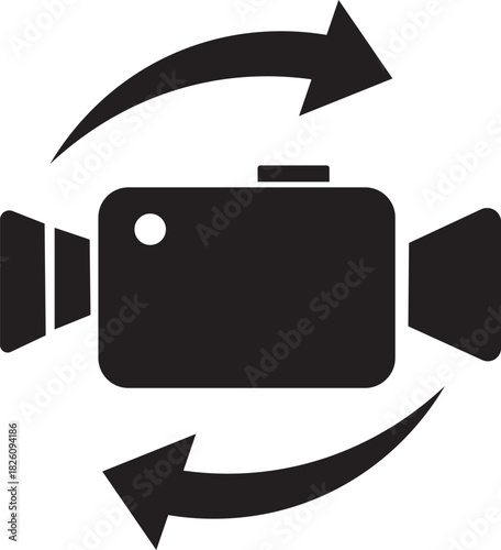 Video camera rotation icon sign illustration