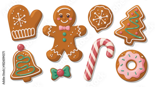 Gingerbread Christmas Cookie Collection Illustration