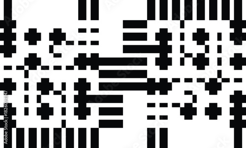 Abstract Geometric Symmetry in Black and White. Minimalist, Art, Modern Geometric Pattern