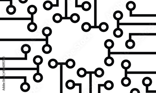 Interconnected Digital Pathways Abstract. Technology, Digital Network, Minimalist Geometric Design