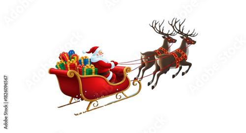 santa claus sleigh with reindeer