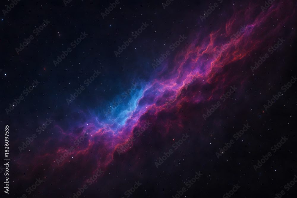 Fototapeta premium Vibrant Interstellar Gas Cloud in Outer Space with Stars