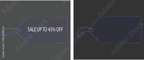 3D Glass Sale Tag Icons – Purple-Blue Glow & Golden Offer Labels