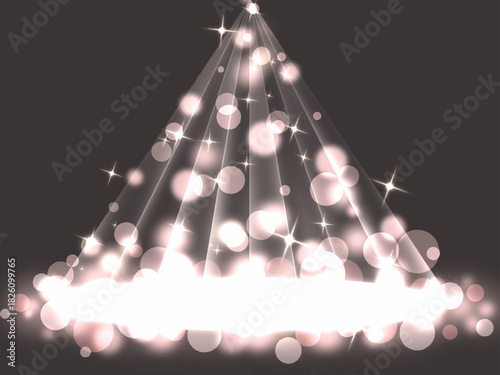 スポットライトとピンクの光の玉が煌めく背景