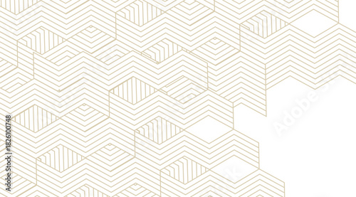 Geometric Hexagons: White and Beige Zigzag Lines and Shapes for Modern Backgrounds, used as subtle and sophisticated textures for graphic design projects, 174 characters