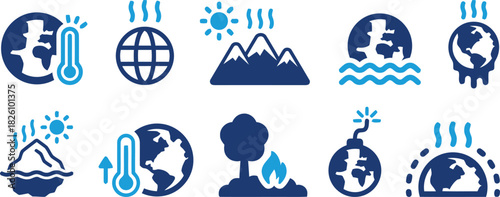 with, illustrating, waves, blue, symbol, submerged, research, atmosphere, catastrophe, sustainability, presents, design, category:, burning, tree, ice, earth, melting, issue, vector, illustration, arr
