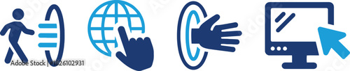 digital, interaction, online, access, icon, technology, internet, connection, computer, monitor, cursor, click, touch, screen, hand, globe, network, person, movement, portal, gateway, data, communicat