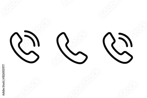 Minimalist phone ringing icons in linear style