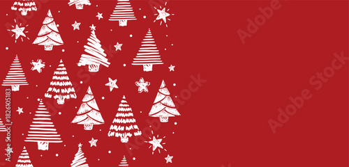 Christmas tree, New Year set, hand drawn illustrations.	
