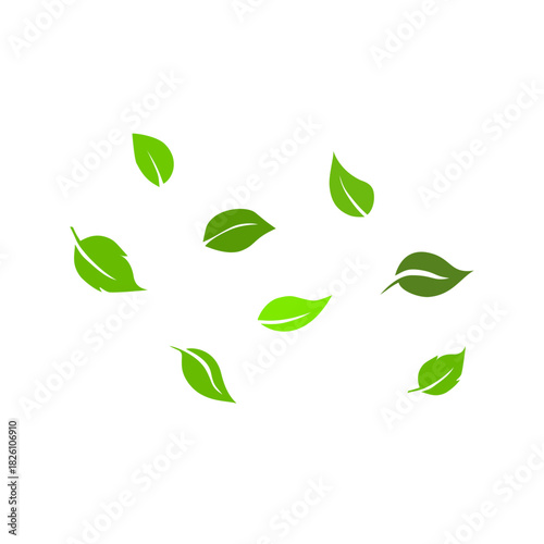 Falling Green Leaves Vector Illustration