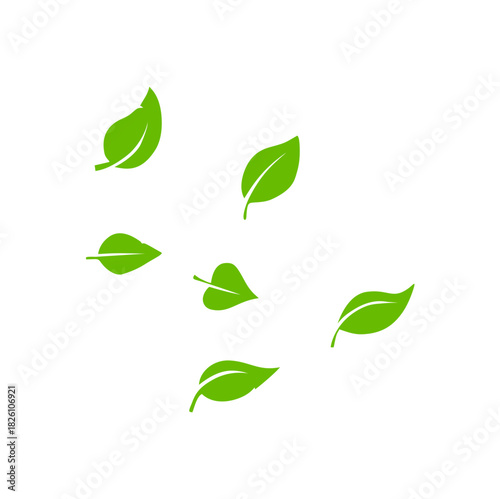 Falling Green Leaves Vector Illustration